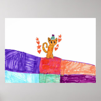 Kat op dansvloer poster (Halfglans)