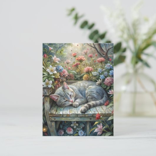 Kat op de bank briefkaart (Staand voorkant)