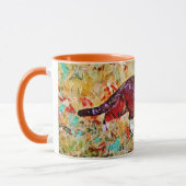 Kat op de beker voor kleurrijke kunst van de prowl mok (Links)