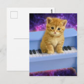 Kat op de blauwe piano briefkaart (Voorkant / Achterkant)
