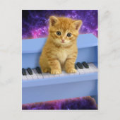 Kat op de blauwe piano briefkaart (Voorkant)