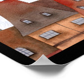 Kat op de daken van Parijs in de nacht Waterverf Poster (Hoek)