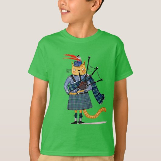 Kat op de doedelzak - T-shirt (Voorkant)