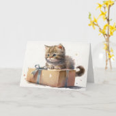 Kat op de doos kaart (Gele Bloem)