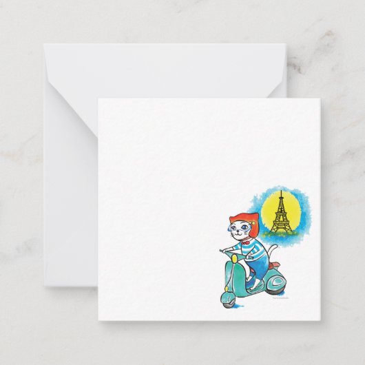 Kat op de fiets in Parijs Notitiekaartje (Voorkant)