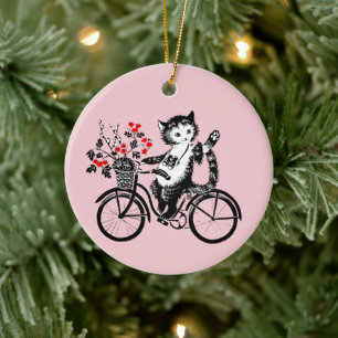  Kat op de fiets Keramisch Ornament