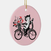 Kat op de fiets Keramisch Ornament (Rechts)
