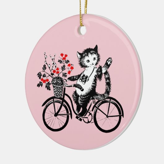 Kat op de fiets Keramisch Ornament (Links)