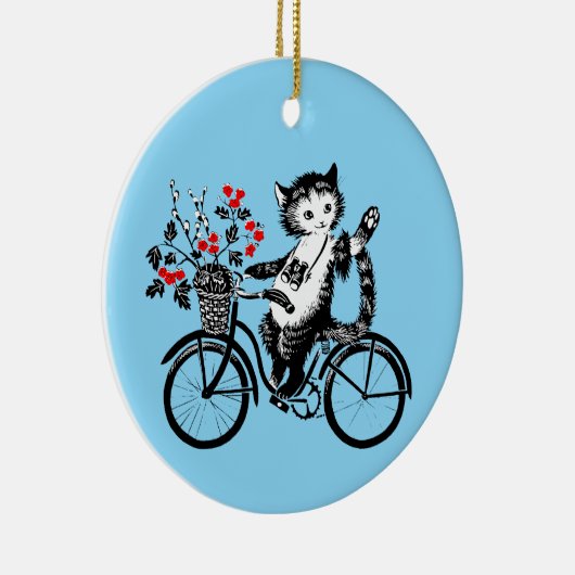  Kat op de fiets Keramisch Ornament (Rechts)