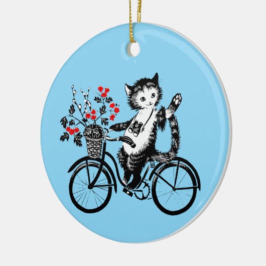  Kat op de fiets Keramisch Ornament (Links)