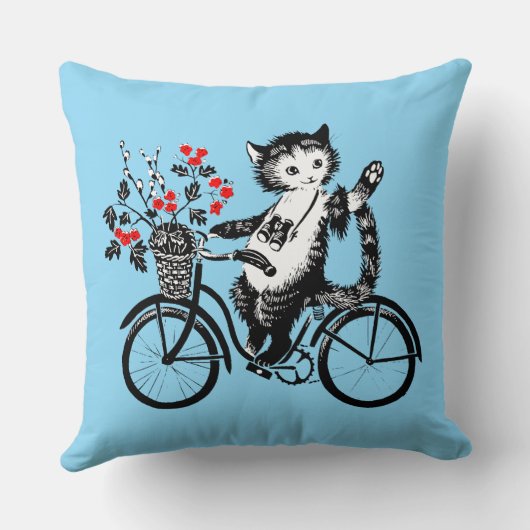  Kat op de fiets Kussen (Achterkant)
