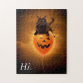 Kat op de Halloween-ballon Legpuzzel (Verticaal)