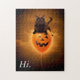 Kat op de Halloween-ballon Legpuzzel
