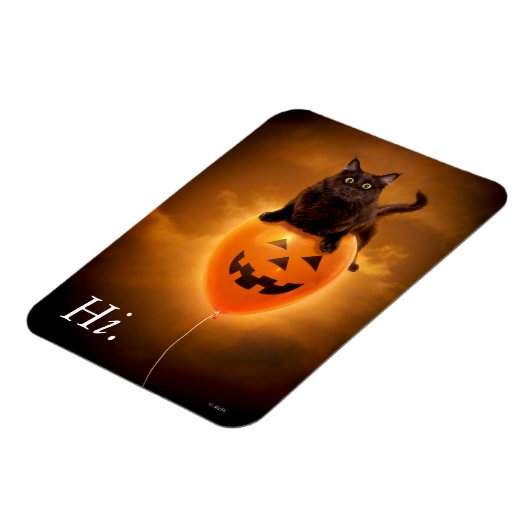 Kat op de Halloween-ballon Magneet (Linkerzijde)