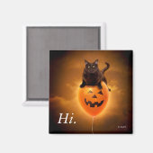 Kat op de Halloween-ballon Magneet (Voorkant / Achterkant)