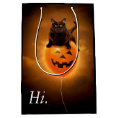 Kat op de Halloween-ballon Medium Cadeauzakje (Voorkant)
