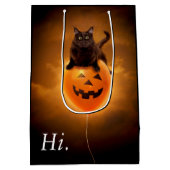 Kat op de Halloween-ballon Medium Cadeauzakje (Achterkant)
