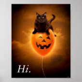 Kat op de Halloween-ballon Poster (Voorkant)