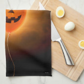 Kat op de Halloween-ballon Theedoek (Quarter Fold)