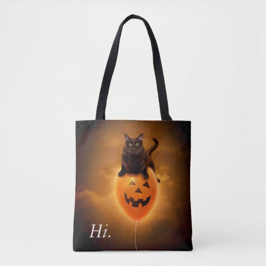 Kat op de Halloween-ballon Tote Bag (Voorkant)