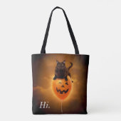 Kat op de Halloween-ballon Tote Bag (Achterkant)