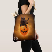 Kat op de Halloween-ballon Tote Bag (Dichtbij)