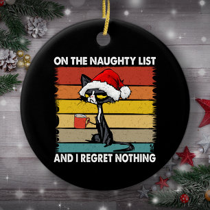 Kat op de kerstboom op de Naughty List Keramisch Ornament