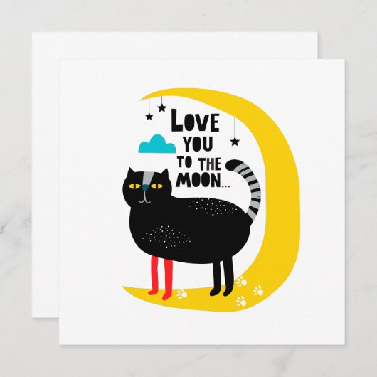 Kat op de maan bedankkaart (Voorkant / Achterkant)