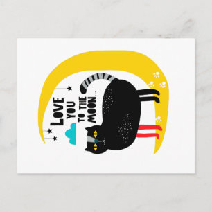 Kat op de maan briefkaart