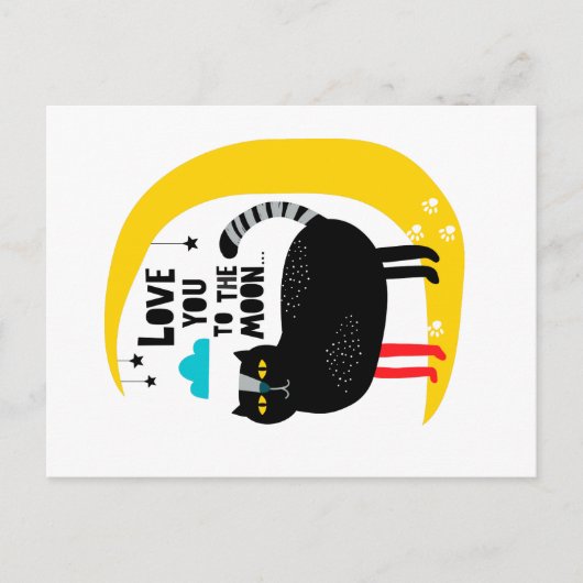 Kat op de maan briefkaart (Voorkant)