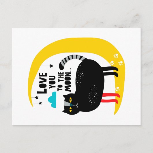 Kat op de maan briefkaart (Voorkant)
