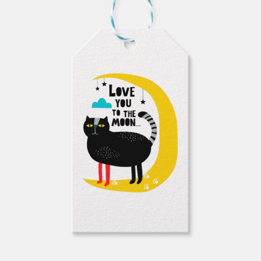 Kat op de maan cadeaulabel (Voorkant)