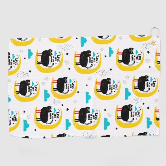 Kat op de maan golfhanddoek (Horizontaal)