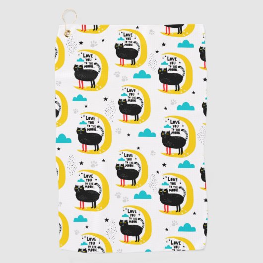 Kat op de maan golfhanddoek (Voorkant)