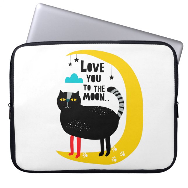 Kat op de maan laptop sleeve (Voorkant)
