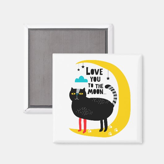 Kat op de maan magneet (Voorkant / Achterkant)