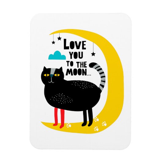Kat op de maan magneet (Verticaal)