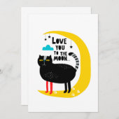 Kat op de maan notitiekaartje (Voorkant / Achterkant)