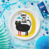 Kat op de maan papieren bordje (Feest)