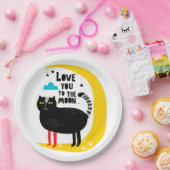 Kat op de maan papieren bordje (Feest)