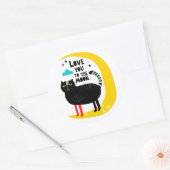 Kat op de maan ronde sticker (Envelop)