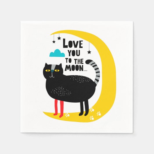 Kat op de maan servet (Voorkant)