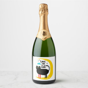 Kat op de maan sparkling wijnetiket