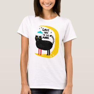 Kat op de maan t-shirt