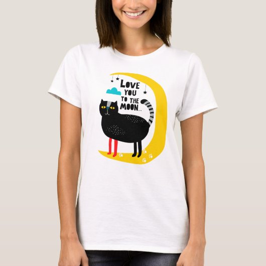 Kat op de maan t-shirt (Voorkant)