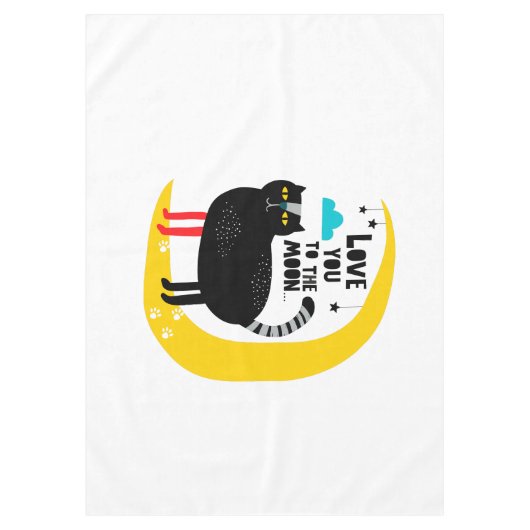 Kat op de maan tafelkleed (Voorkant)