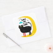 Kat op de maan vierkante sticker (Envelop)