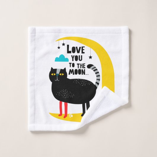 Kat op de maan washandje (Wasdoekje)