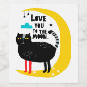 Kat op de maan wijn etiket (Enkel label)