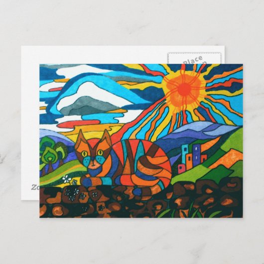 Kat op de muur briefkaart (Voorkant / Achterkant)